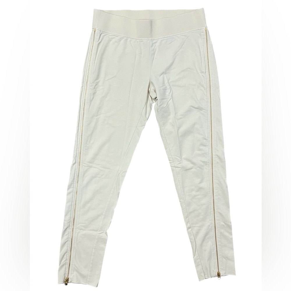 Sundays NYC Pants French Terry Joggers Lounge‎ Women S or 2 Gold Zipper Cream